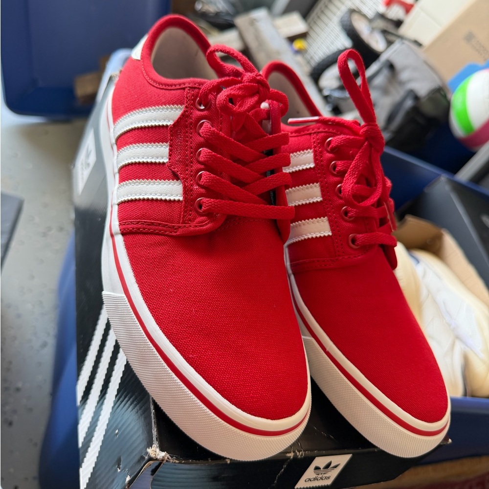 Adidas Men's Bold Red Canvas Sneakers